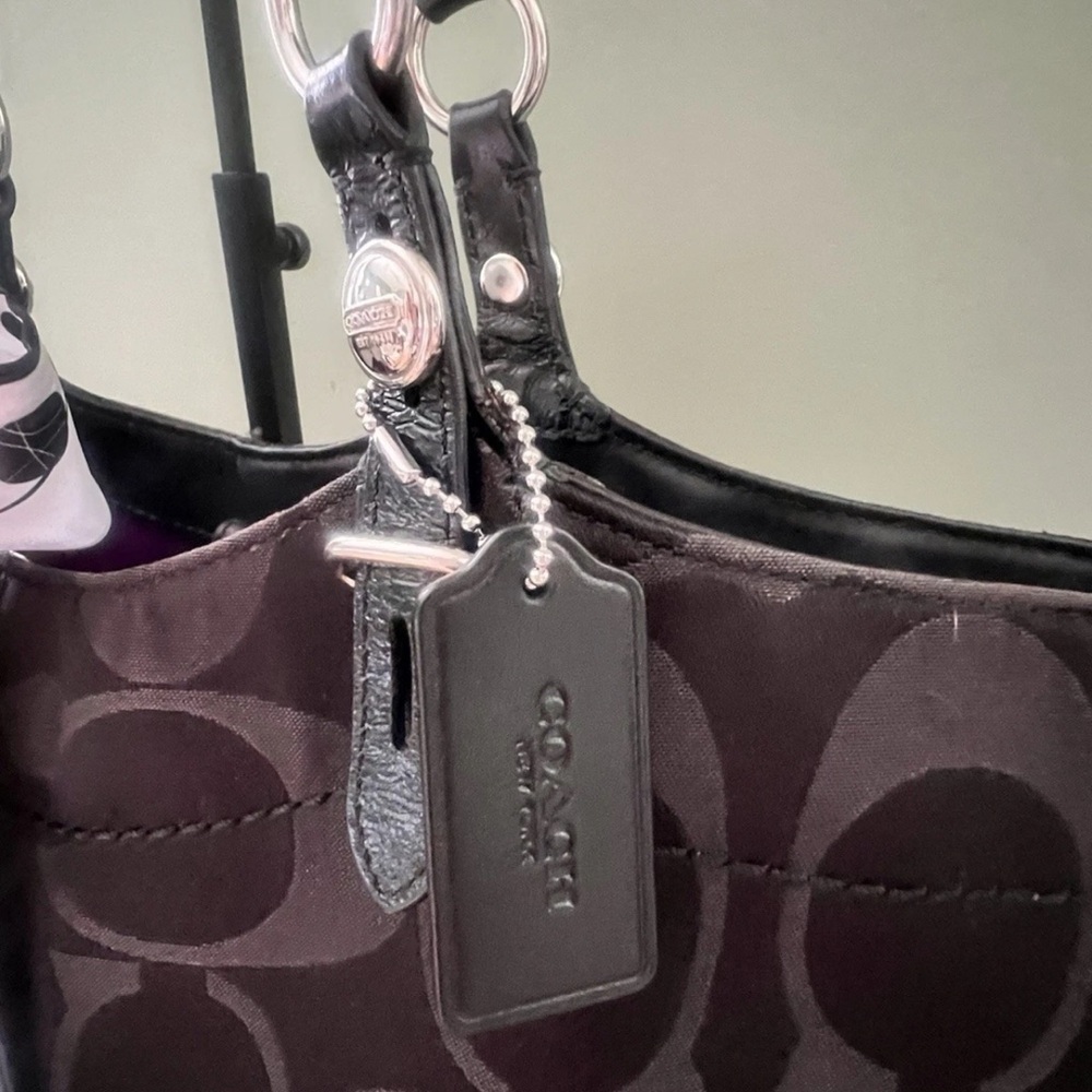 Coach Black Signature Canvas Leather Satchel - Picture 3 of 7